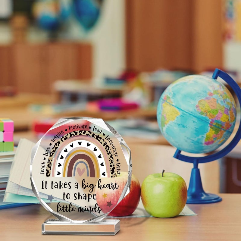 Perthlin Acrylic Teacher Appreciation Gifts for Women Teacher Christmas Gifts Thank You Teachers Gift from Student Retirement Present for Office Desk Paperweight Keepsake Decor(Nonagon Rainbow) - Image 2